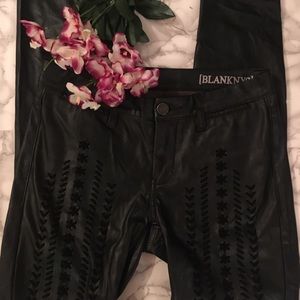 Blank NYC Faux Leather Lattice Pants